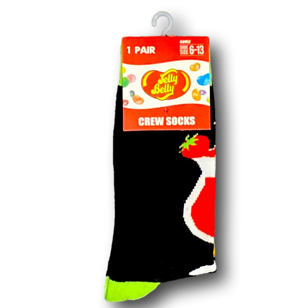 3/$20 Jelly Belly Strawberry Daiquiri Cocktail Funny Novelty Crew Socks - NWT